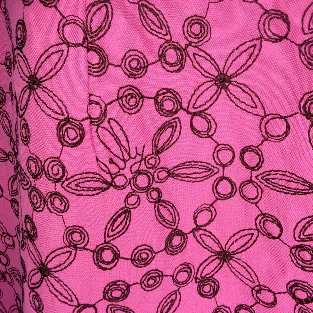 Vintage Lilly Pulitzer Pink Embroidered Sheath Dress Silk Blend 6 - Picture 4 of 10